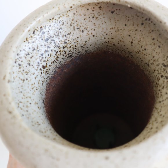 Vintage Handmade Speckled Ceramic Column Flare Rim Vase - Picture 9 of 12